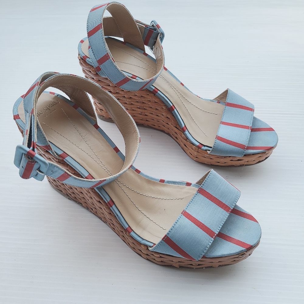 Kate Spade Cabana Basket Weave Platform Wedge Sandals Gem